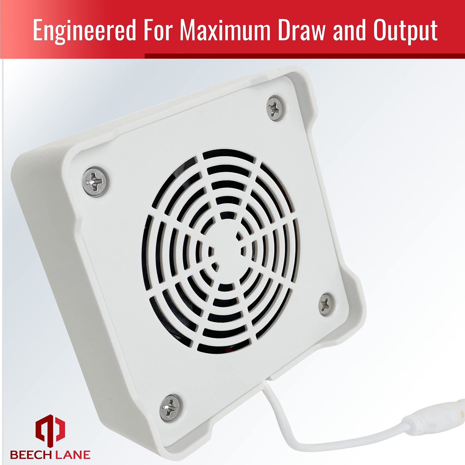 Beech Lane 12V RV Fridge Fan, Wired Connection Provides Constant Power, White