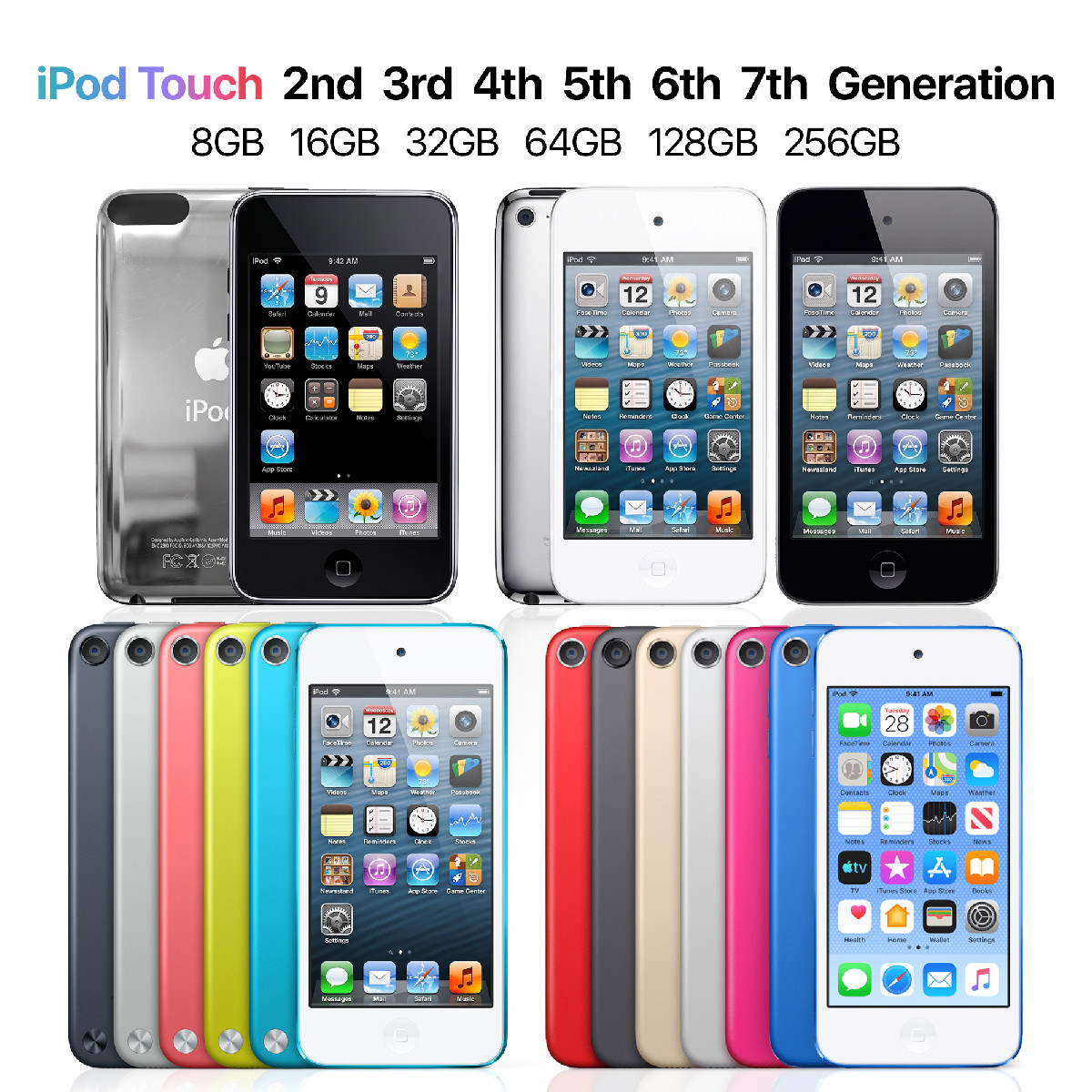 Apple iPod Touch 3rd 4th 5th 6th 7th Generation 16GB 32GB 64GB 128GB 256GB - Lot