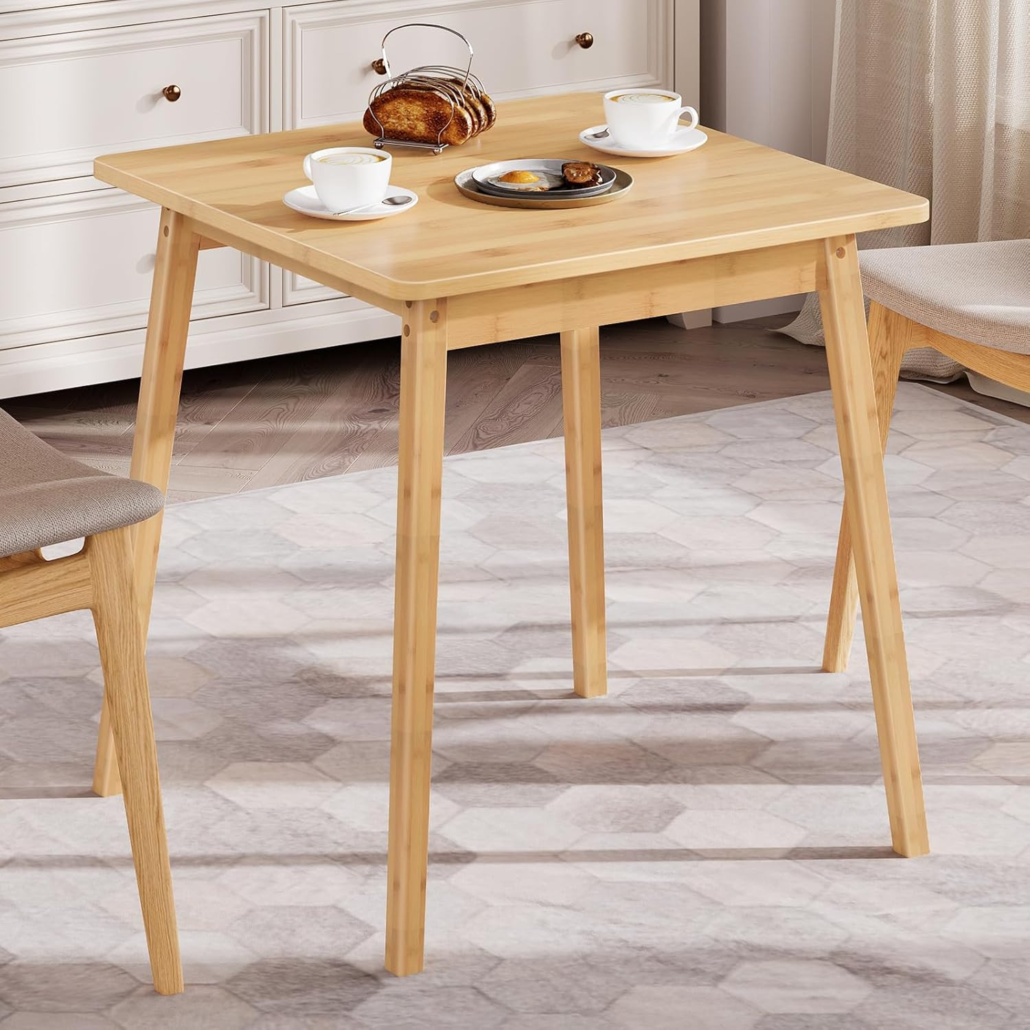 Space-Saving Bamboo Dining Table for 2 - Easy Assembly & Stylish Design