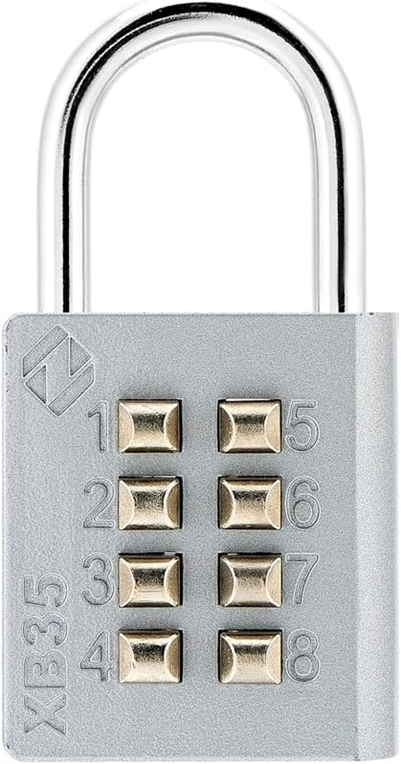 8 Digit Push Button Combination Padlock 4 Digit Code Lock for Locker Fence Gray