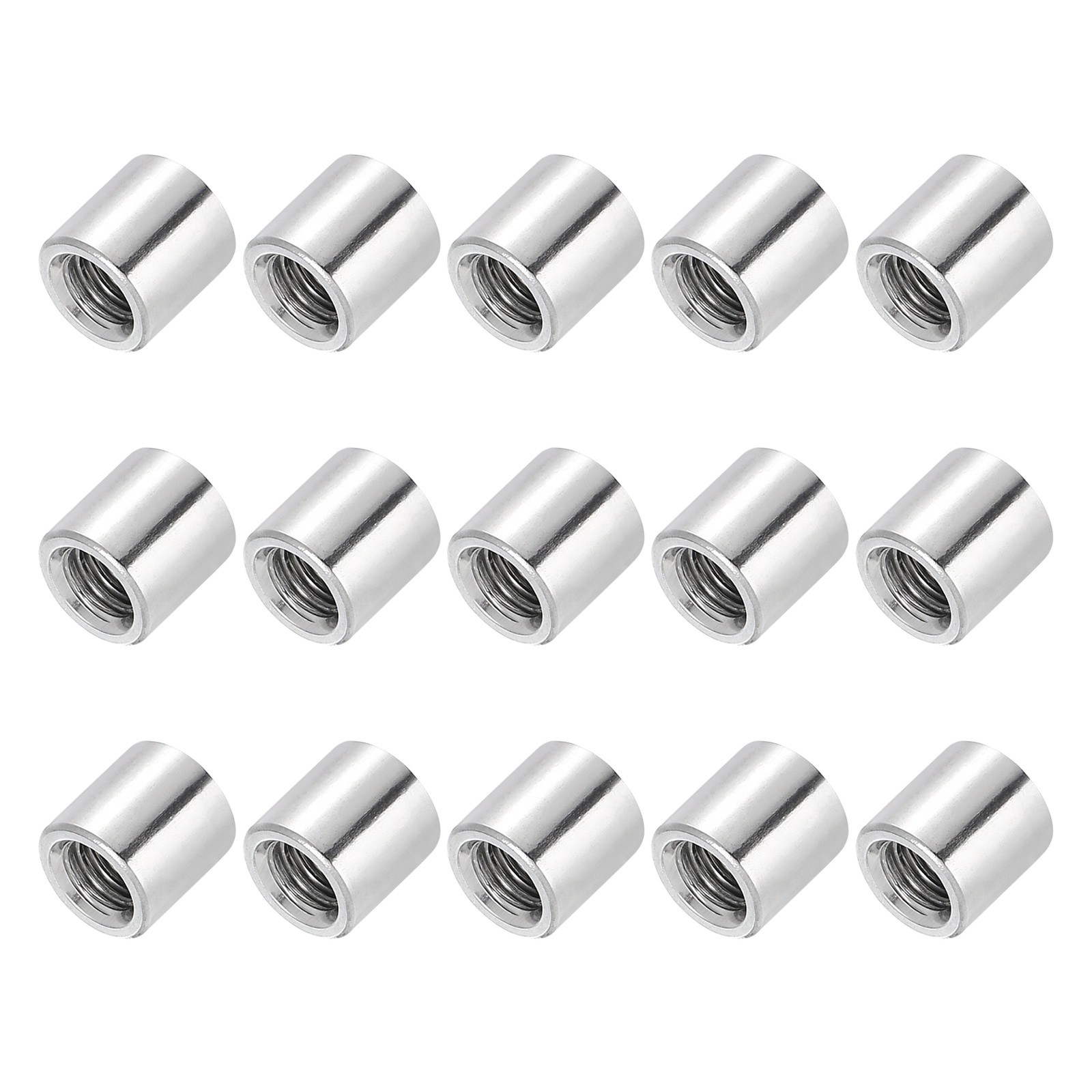 15 Pcs M5x0.8mm Pitch 5mm/0.2" 304 Stainless Steel Round Coupling Nut