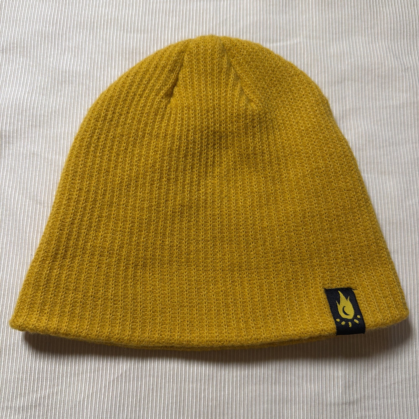Pukka Inc. Beanie Hat One Size Yellow Ribbed Knit Logo Snowboard Ski