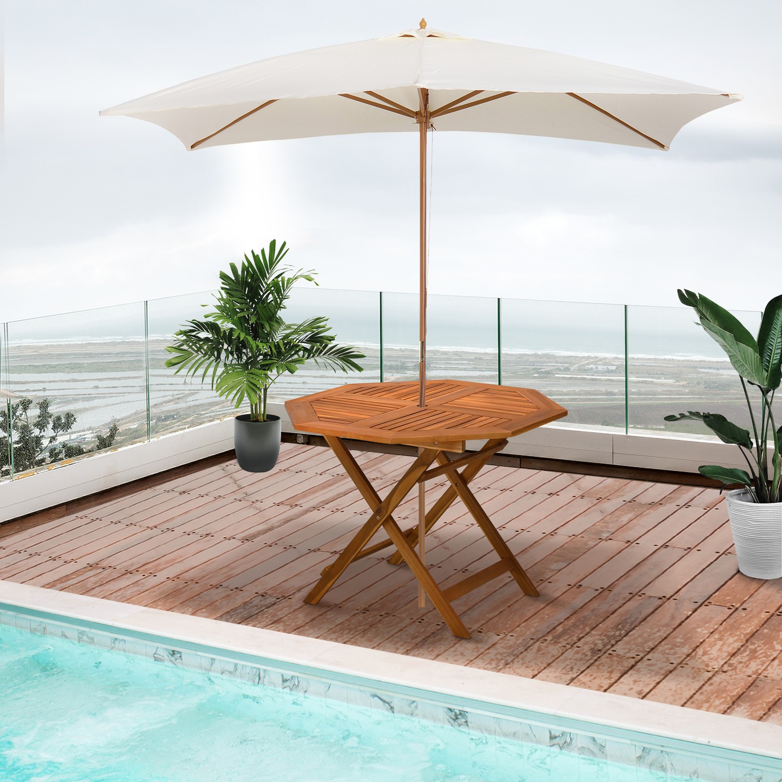 39" Acacia Outdoor Dining Table