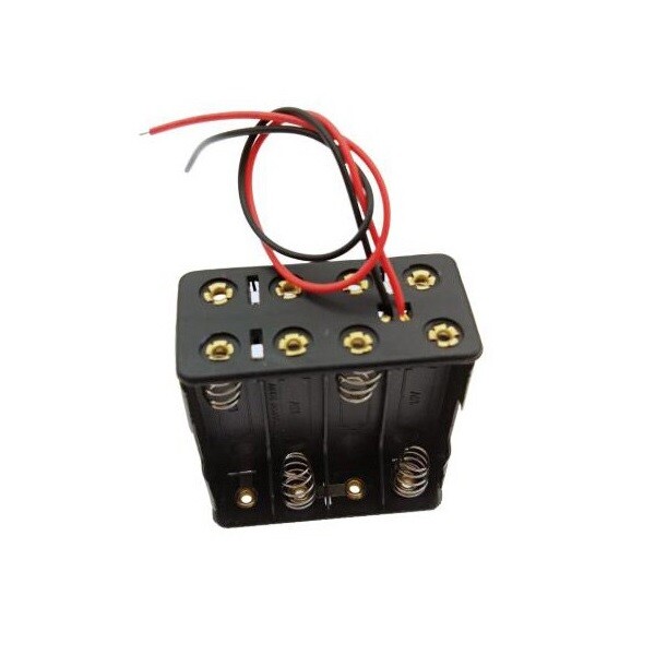 2x 8-AAA Battery Holder Case Spring Plastic Box Tow Layers Stacked Wires DC 12V