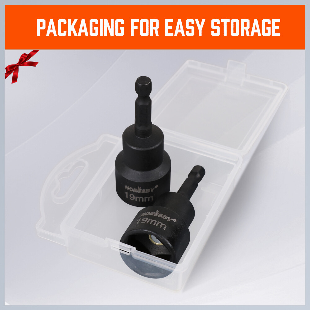 2pc Scissor Jack Socket 19mm Hex Magnetic Nut Trailer Connect Change Power Drill