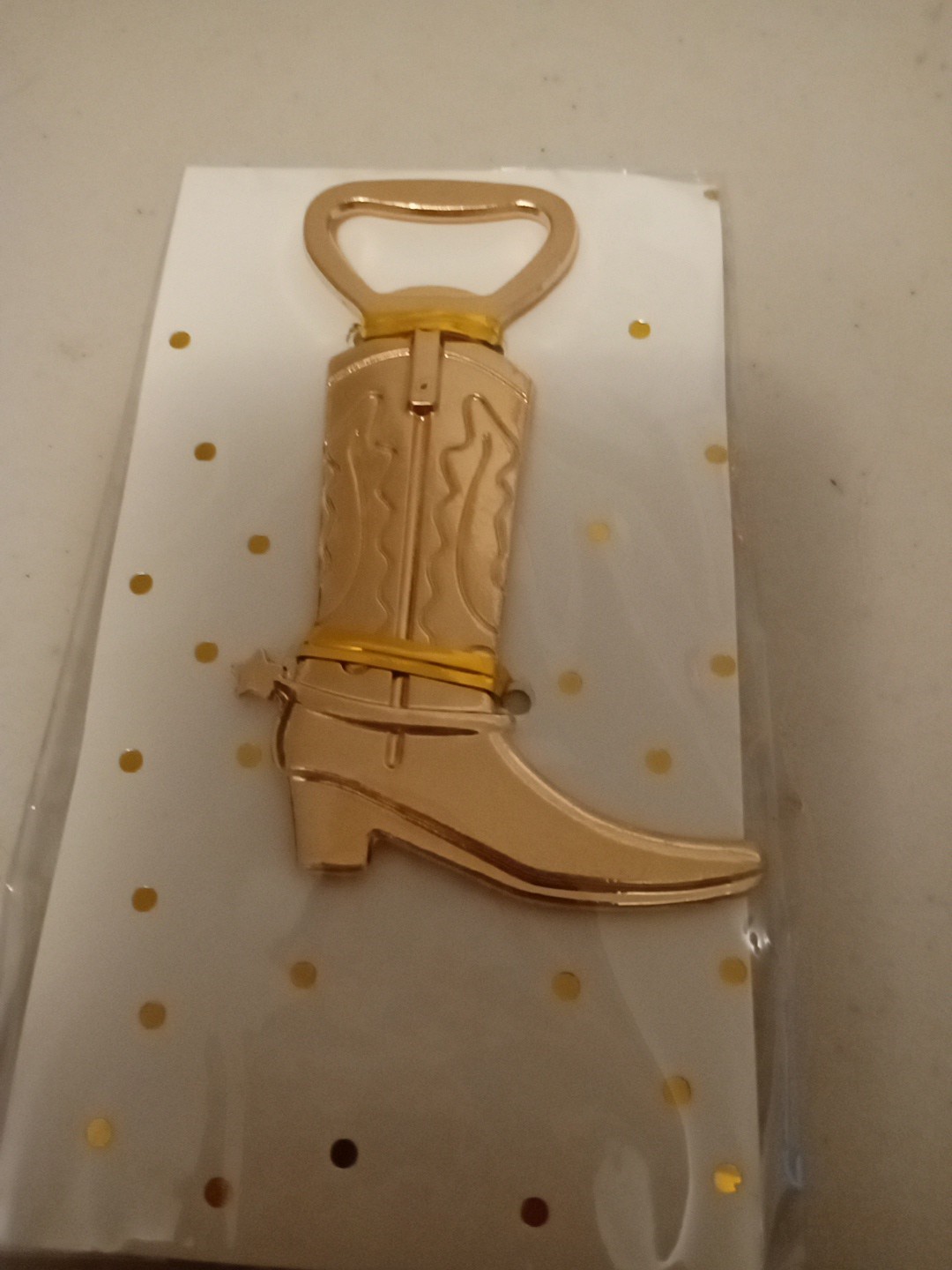 Cowboy Boot Metal Gold Tone Bottle Opener NEW 3.5 Inches