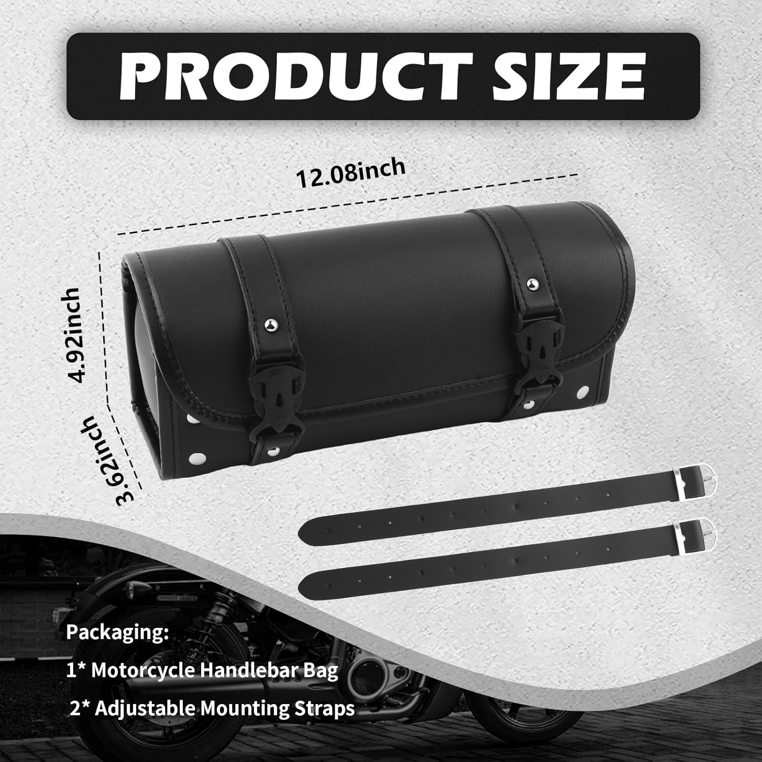 Leather Motorcycle Handlebar Bag,Large Capacity Front Fork Bag for Motorcycle St