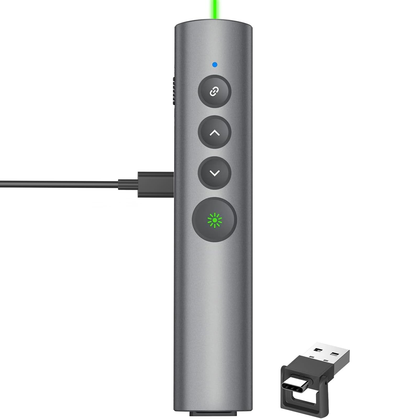 Rechargeable Green Laser Pointer Clicker for PowerPoint & Google Slides, USB-C W