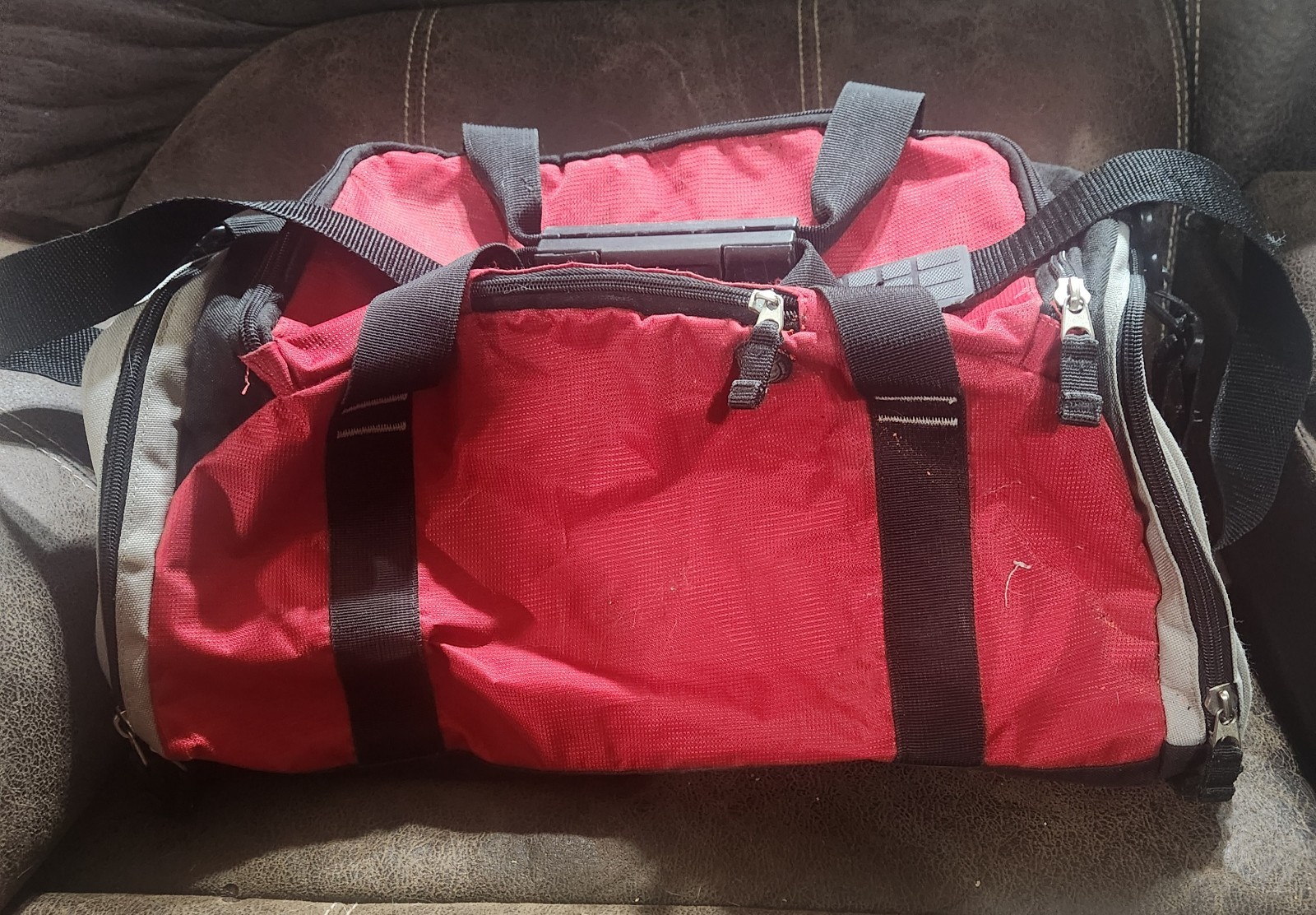 OGIO All Terrain Medium Grip Gym Bag Red Black Gray Polyester Zip Strap