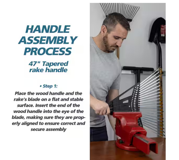 47 In. Tapered Rake Handle with 0.91 In. Diameter