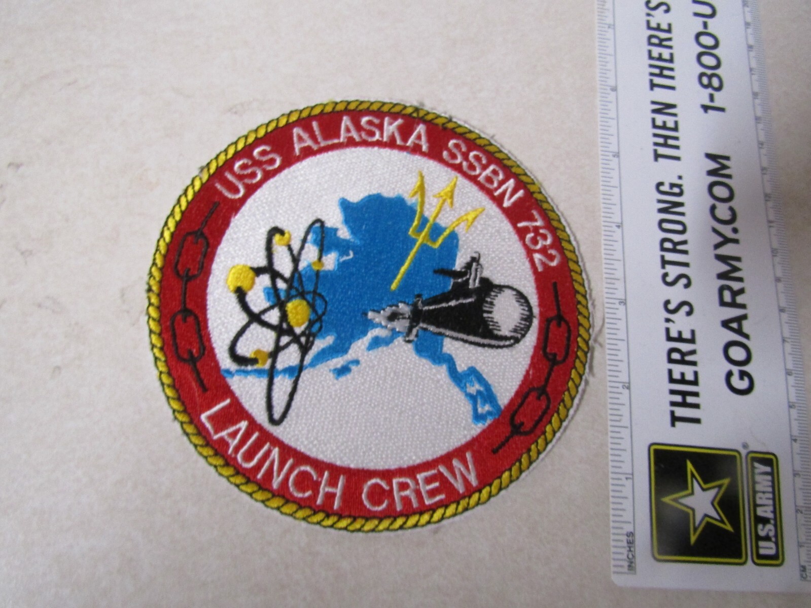 MILITARY PATCH OLDER UNITED STATES NAVY USS ALASKA SSBN 732 LAUNCH CREW