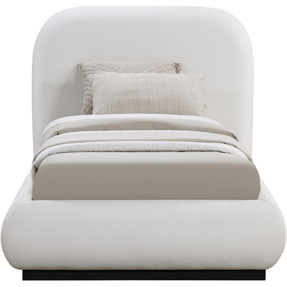 Meridian Furniture Vaughn Cream Linen Textured Fabric Twin Bed