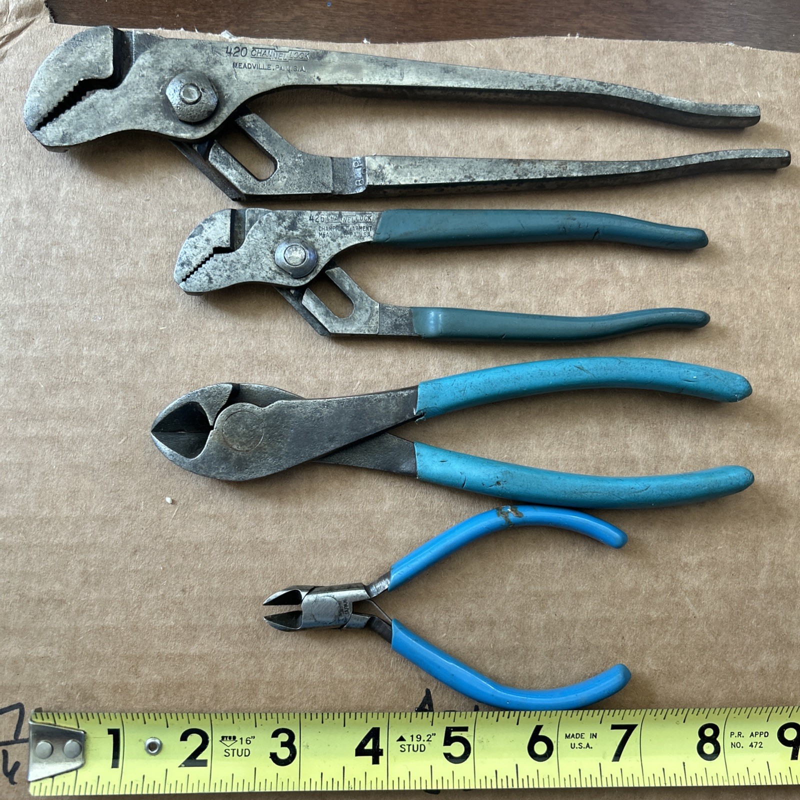CHANNELLOCK 420 9” 426 6” Slip Joint Pliers 337 Angle Cutter & Japan Angle Snips