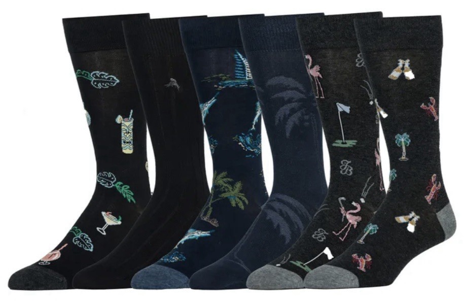 Tommy Bahama Lot of 2 Men's Dress Casual Crew Sock, 6-pair Packs Totaling 12 NWT