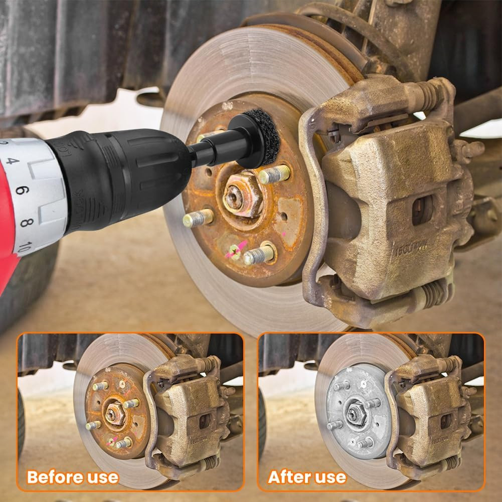 Wheel Hub Cleaning Kit, Brake Hu-B Rus-T Removal Tool Includes 1 Conversion Head