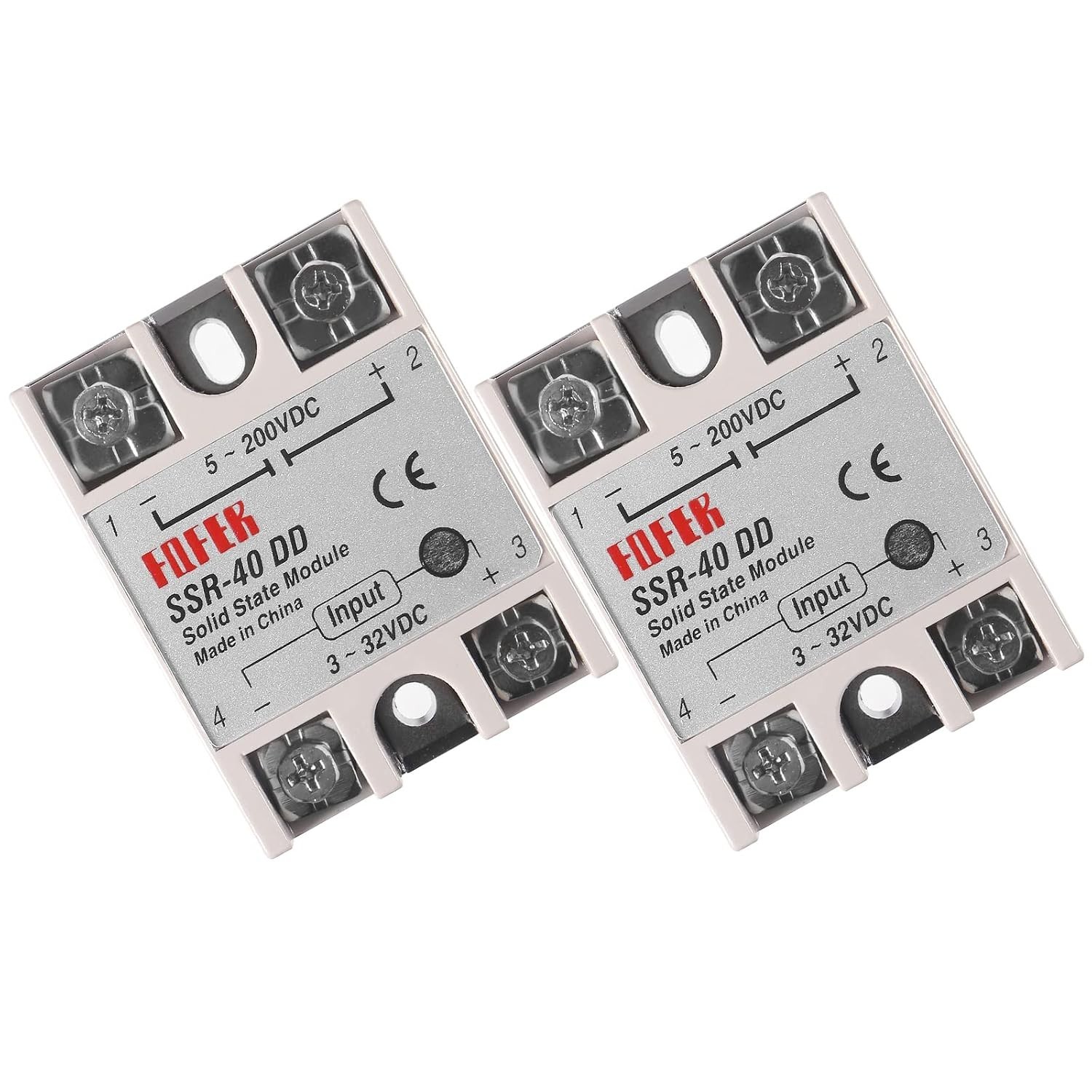Solid State Relay DC to DC 3-32VDC to 5-200VDC 40A 2pcs
