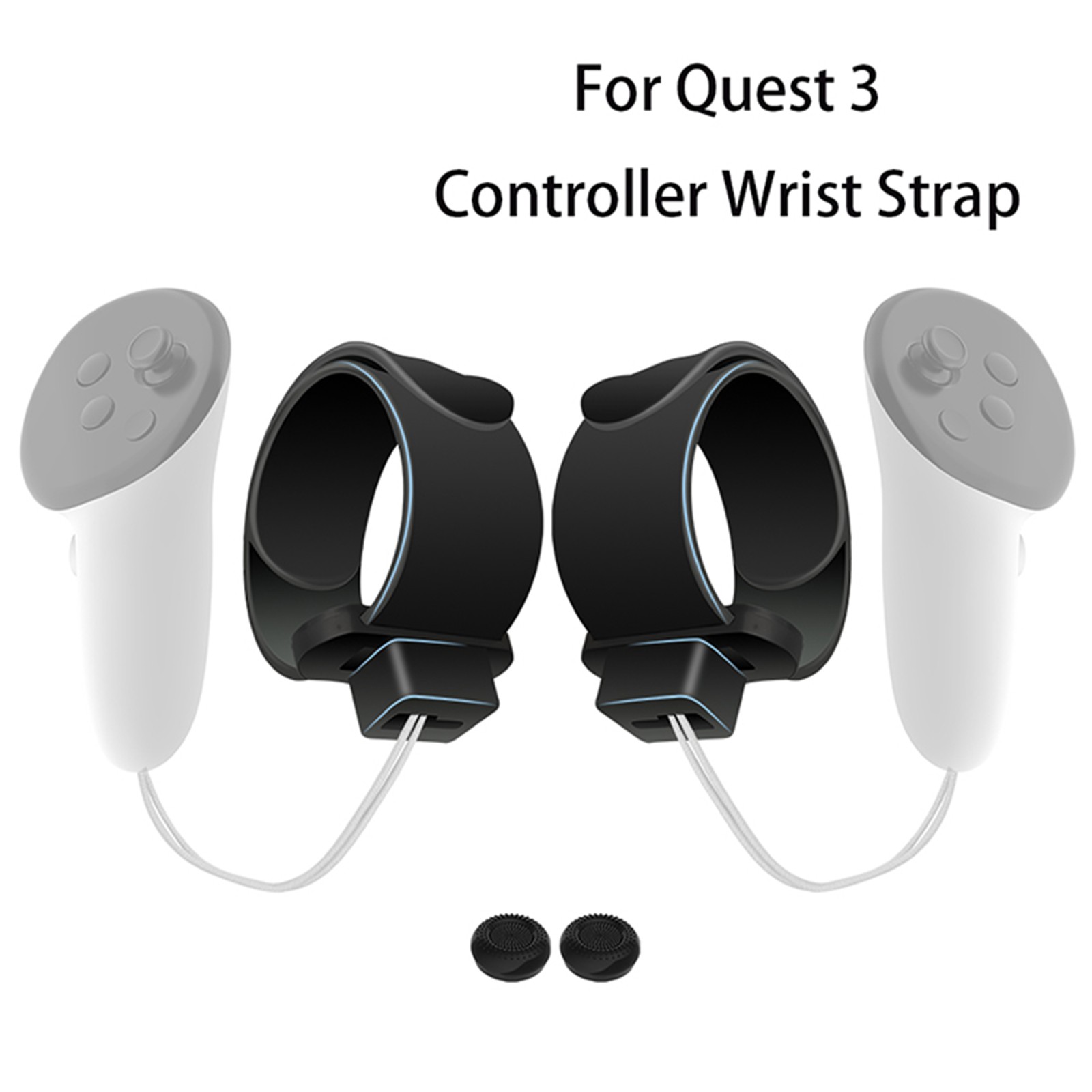 Anti-Lost Wristband Strap Lanyard Joystick Caps for Quest 3/Quest2 VR Controller