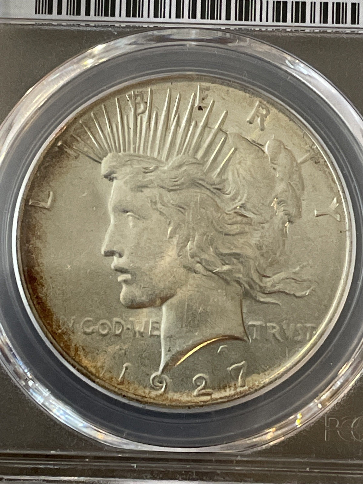 1927-D Peace Dollar PCGS AU58 Toned