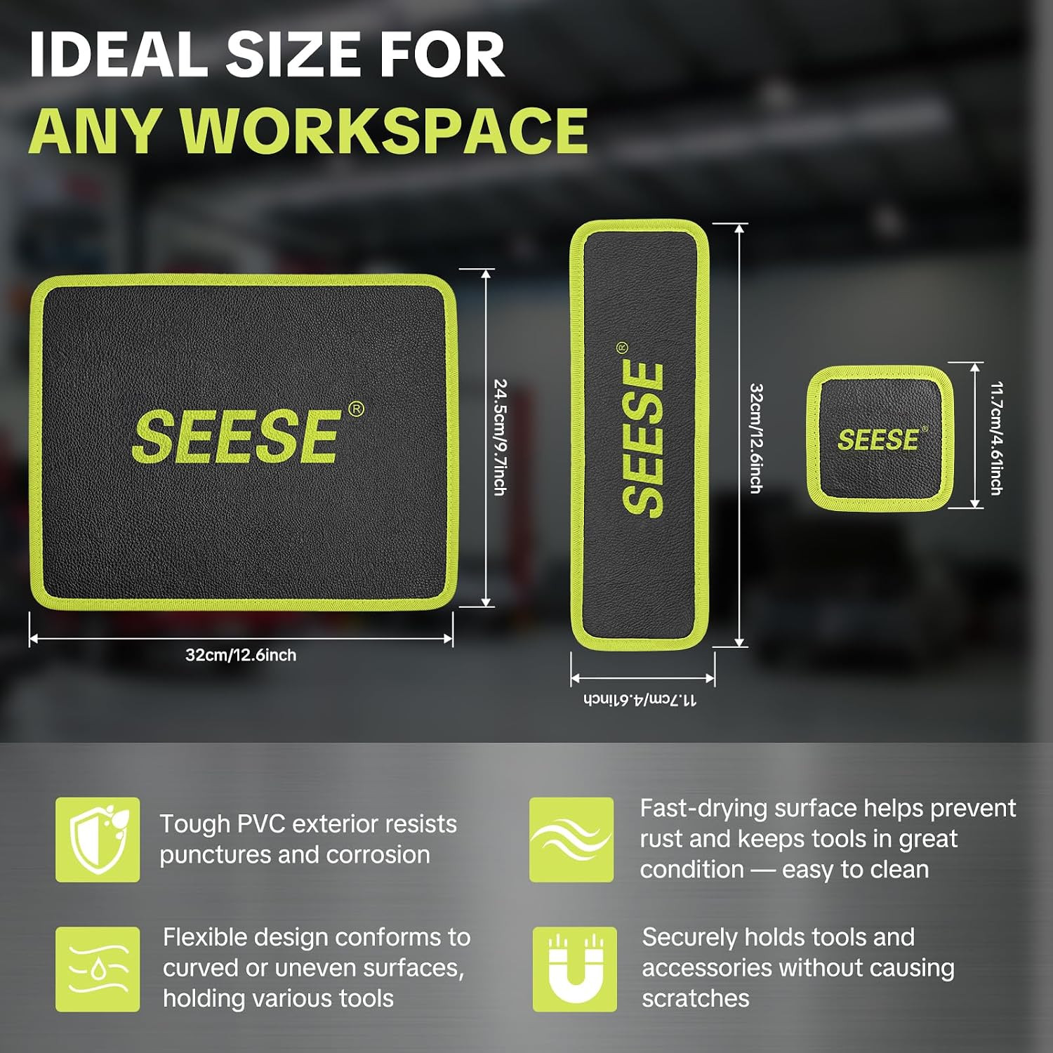 Flexible Magnetic Tool Mat: Features 8 Powerful Magnets for Holding Tools & Meta