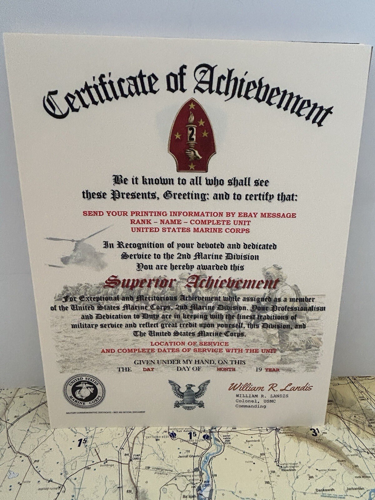U.S. MARINE CORPS / 2ND MARINE DIVISION - MERITORIOUS ACHIEVEMENT COMMENDATION