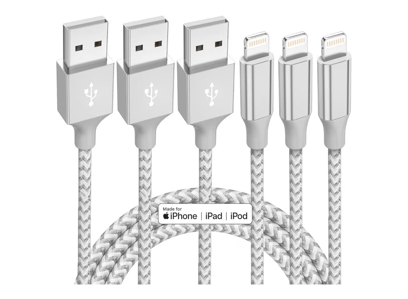 iPhone Charger 3 Pack 10 ft Apple MFi Certified Lightning Nylon Braided Cable...