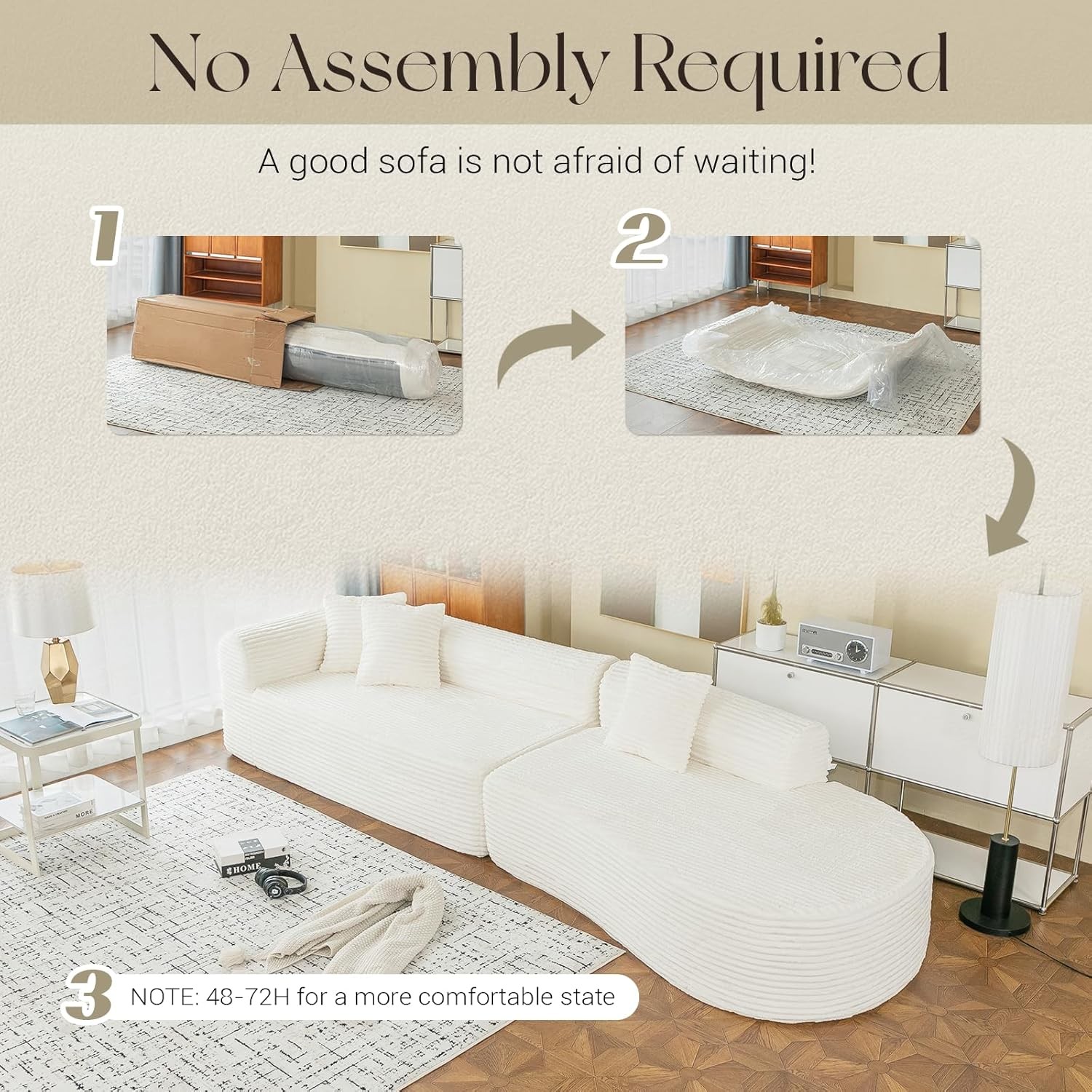 134" Modern L-Shaped Sectional Sofa, 1400LBS Oversized Comfy Cloud Couch
