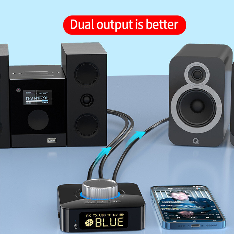 Bluetooth 5.0 Transmitter Receiver 2 IN 1 Wireless Audio 3.5mm Jack Aux Adapter
