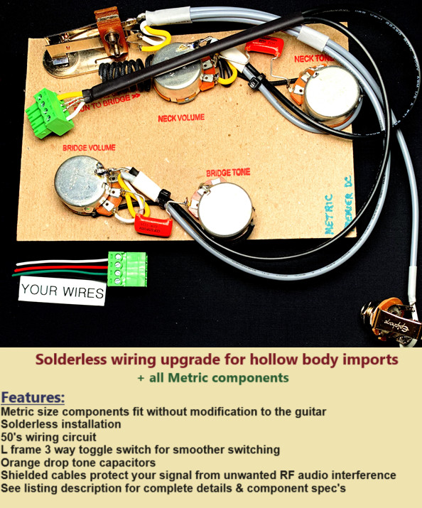 D'Angelico Premier Solderless Wiring Upgrade +Metric components +Shielded Wires