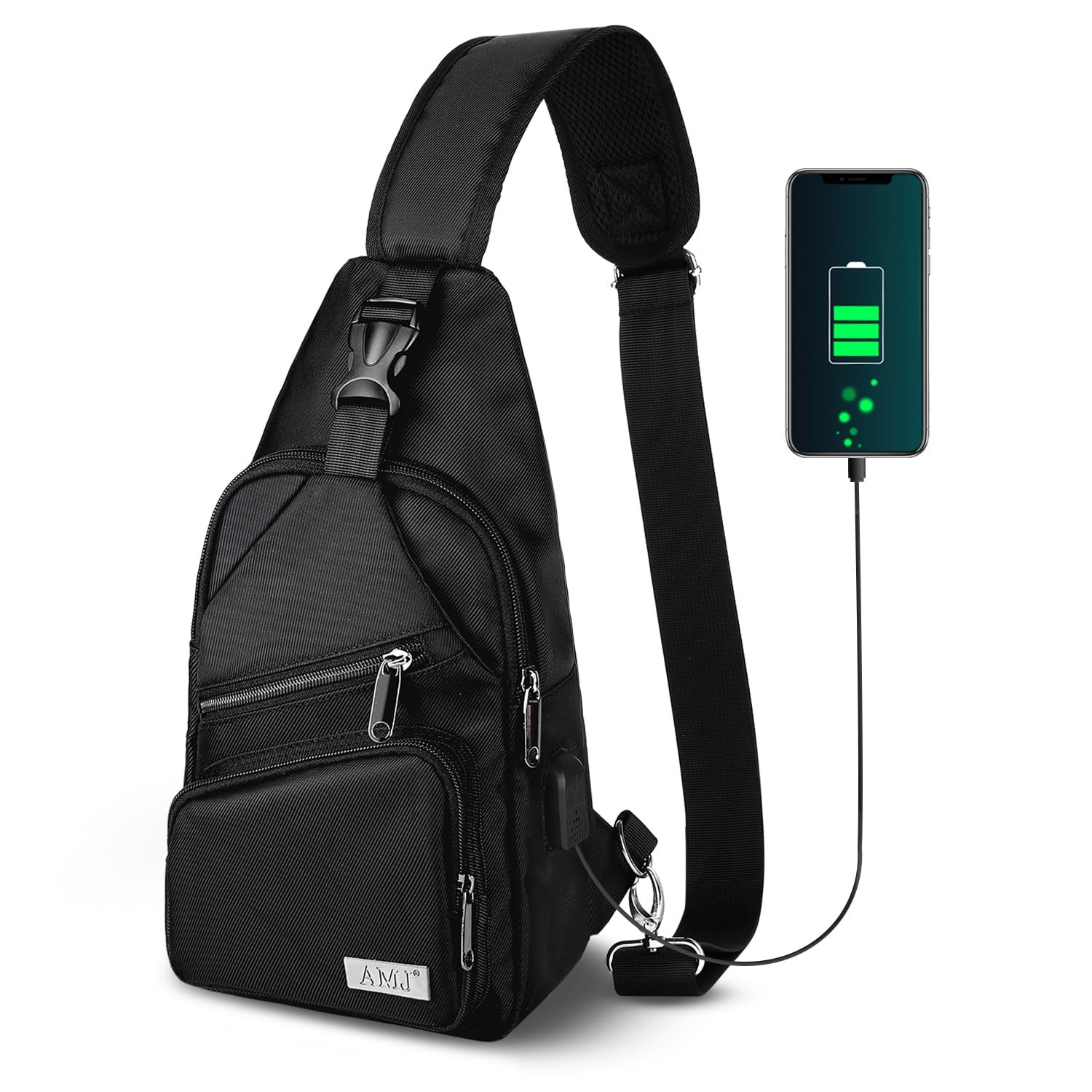 AMJ Crossbody Sling Bag Men Women, Casual Shoulder Backpack, Chest Daypack Sa...