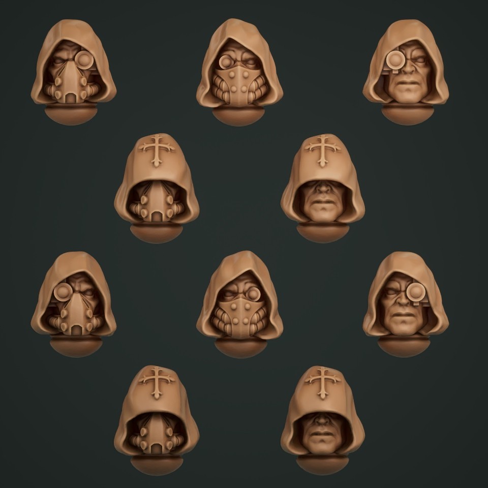 10-20x Gloomy Angels Alternate Hooded Faces for Space Knights