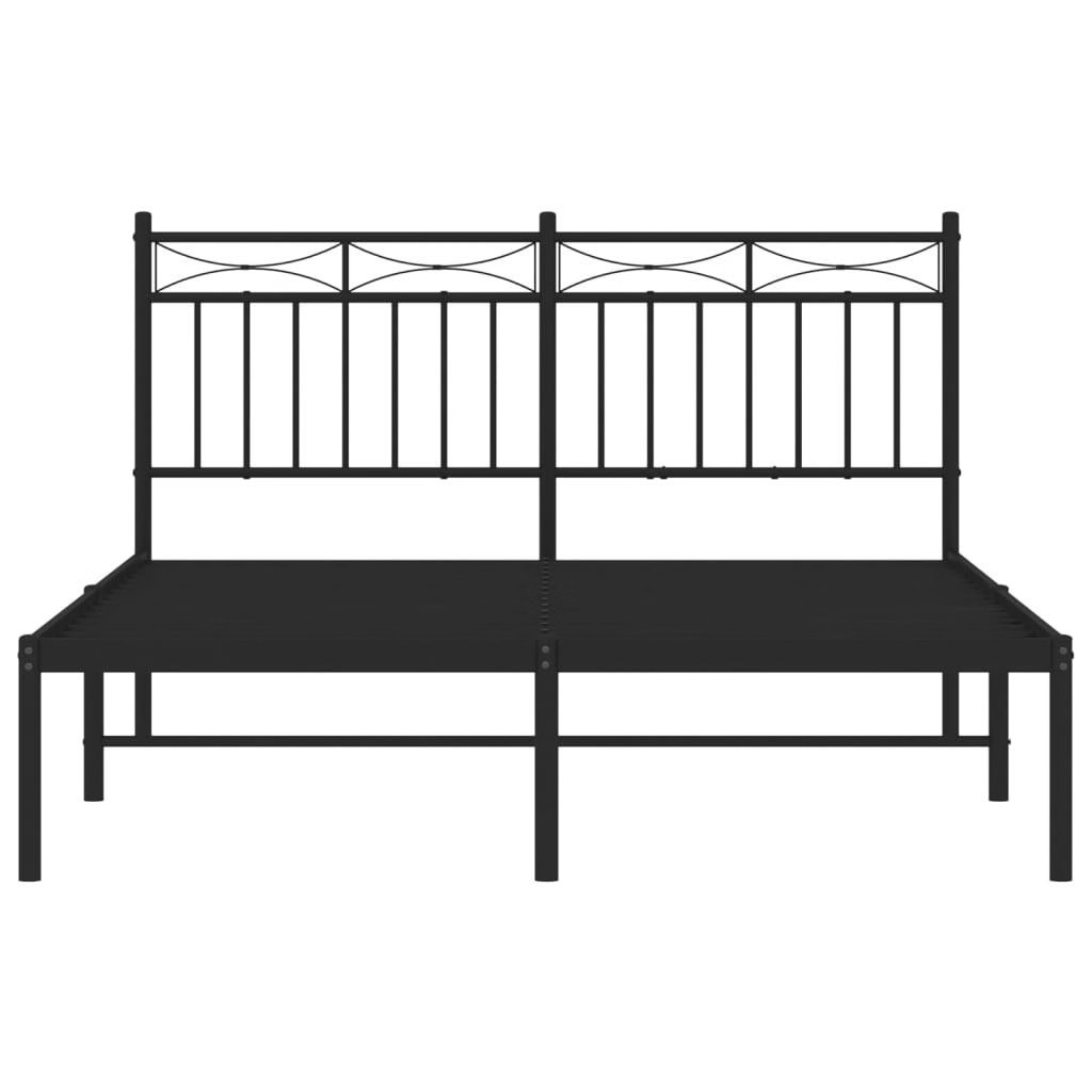 Bed Frame Black Steel Full Bed Frame Rectangular Traditional