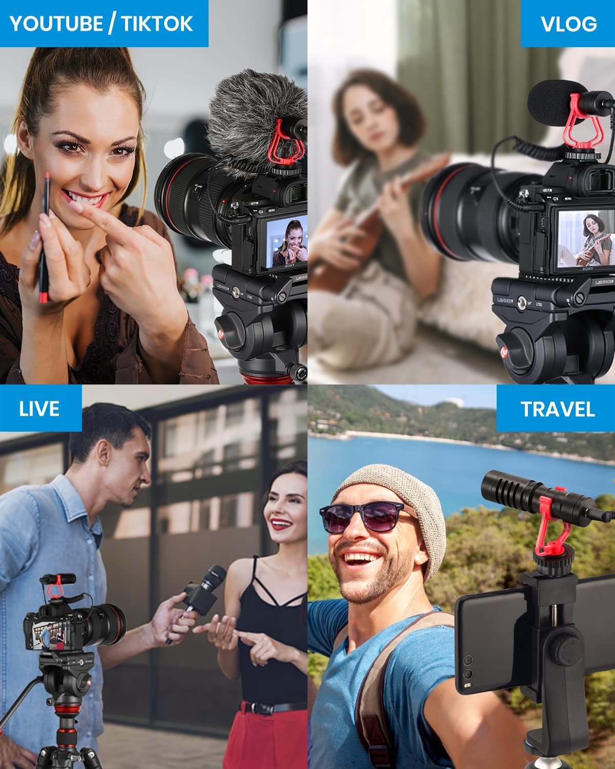 MCM-1 Microphone, Video Mic with Shock Mount and Windshield, Professional Vlo...