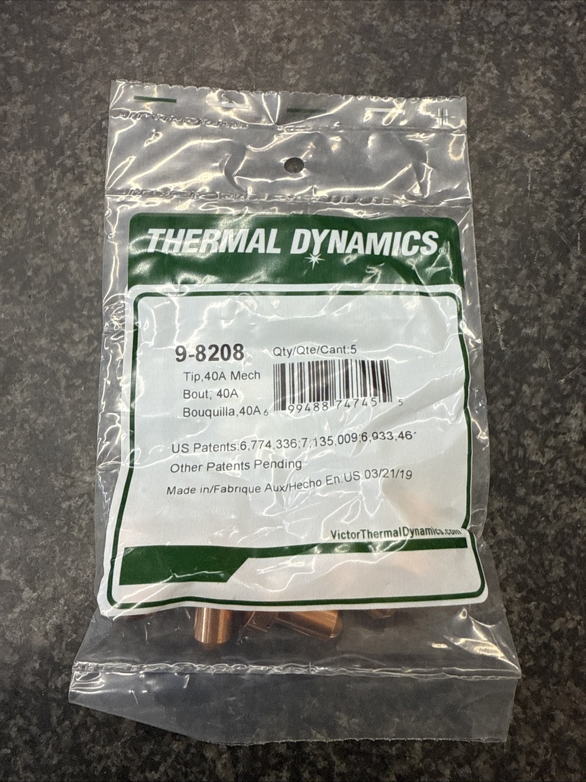 5 Genuine THERMAL DYNAMICS 9-8208 Plasma Tips, One Pack Of 5