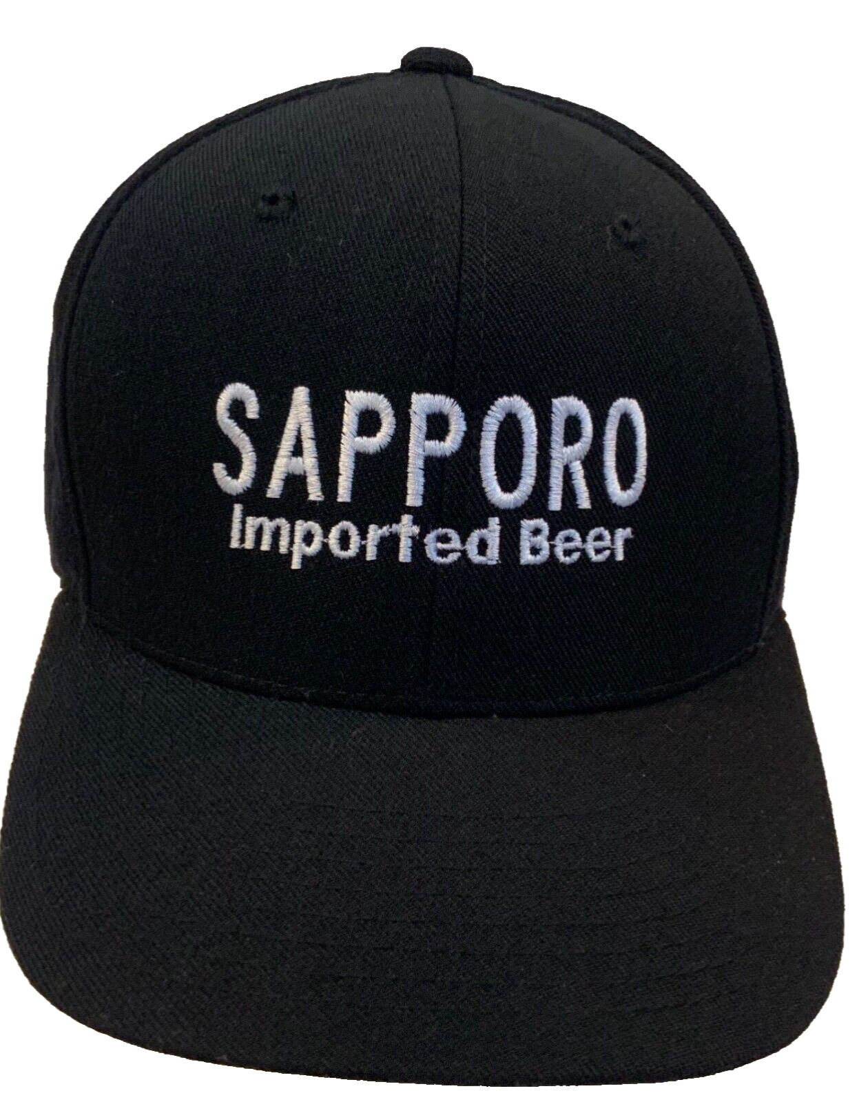 Sapporo Imported Beer Hat Ball Cap Adult 7 3/8 fixed size black white Zephyr