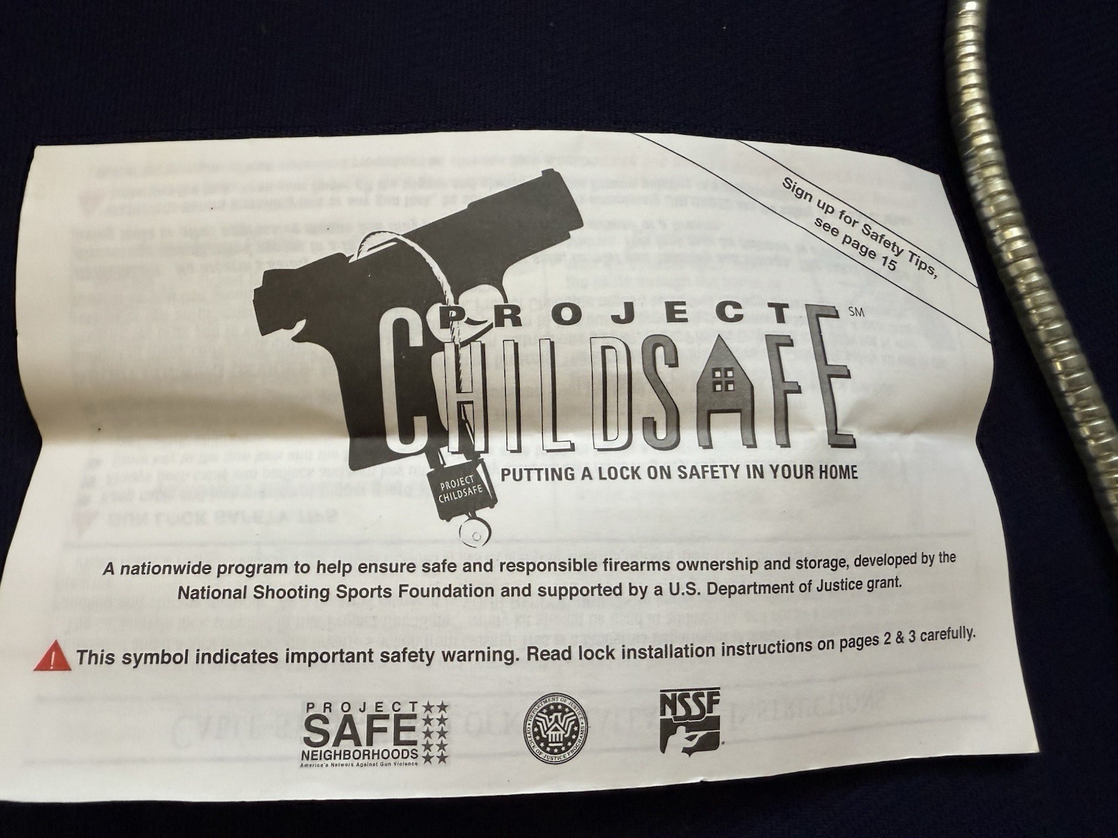 Project Child Safe Cable Gun Lock with 2 Keys New in Original Package