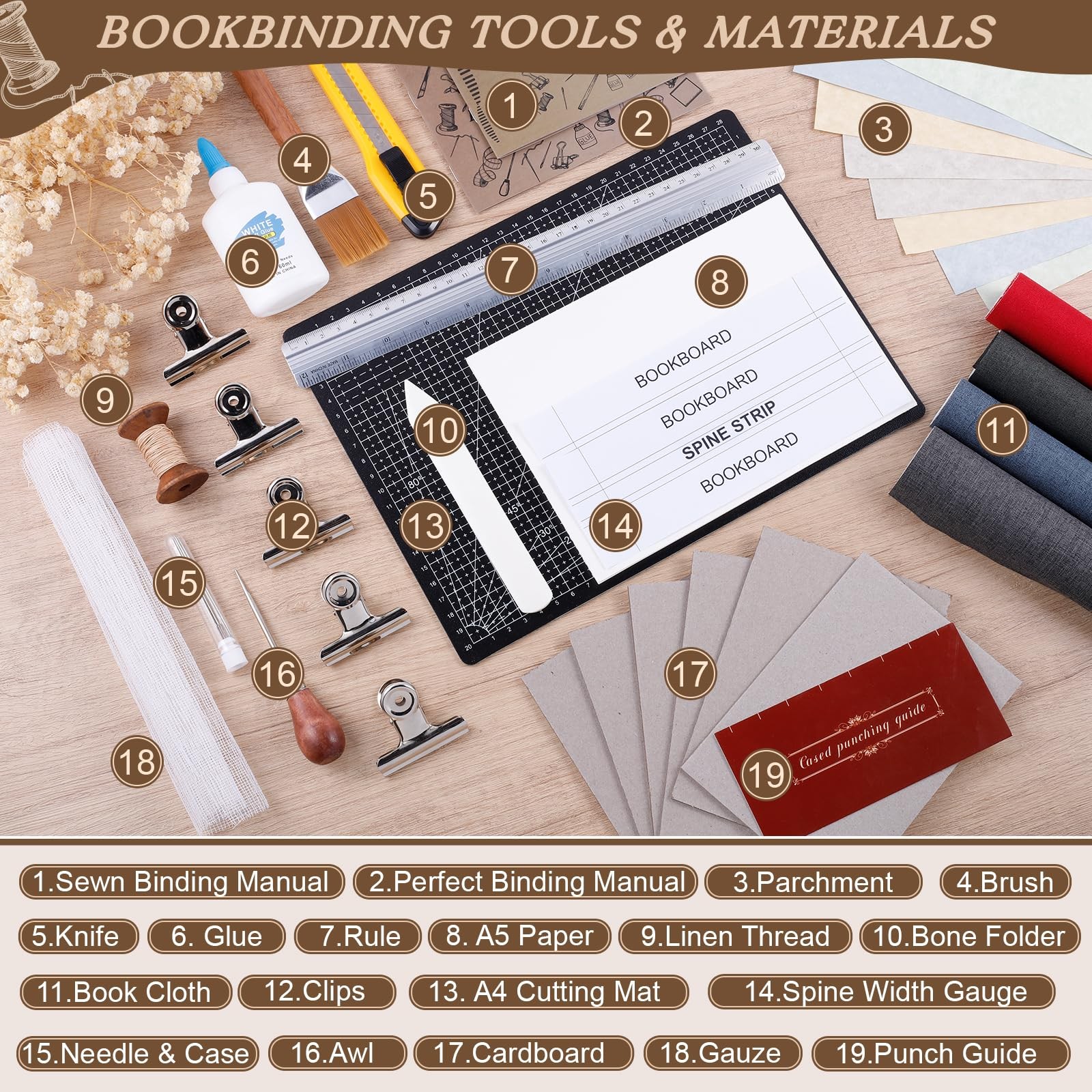 145Pcs Book Binding Kits for Beginners, Book Making Kit Bookbinding Supplies ...