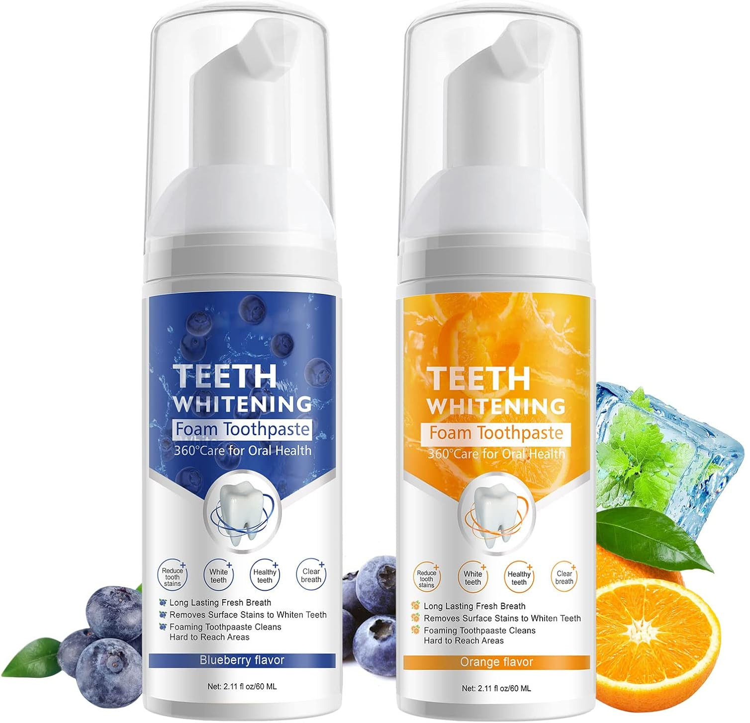 Teeth Whitening Toothpaste, Mousse Foam Toothpaste, 2 Pack Foam Toothpaste for U