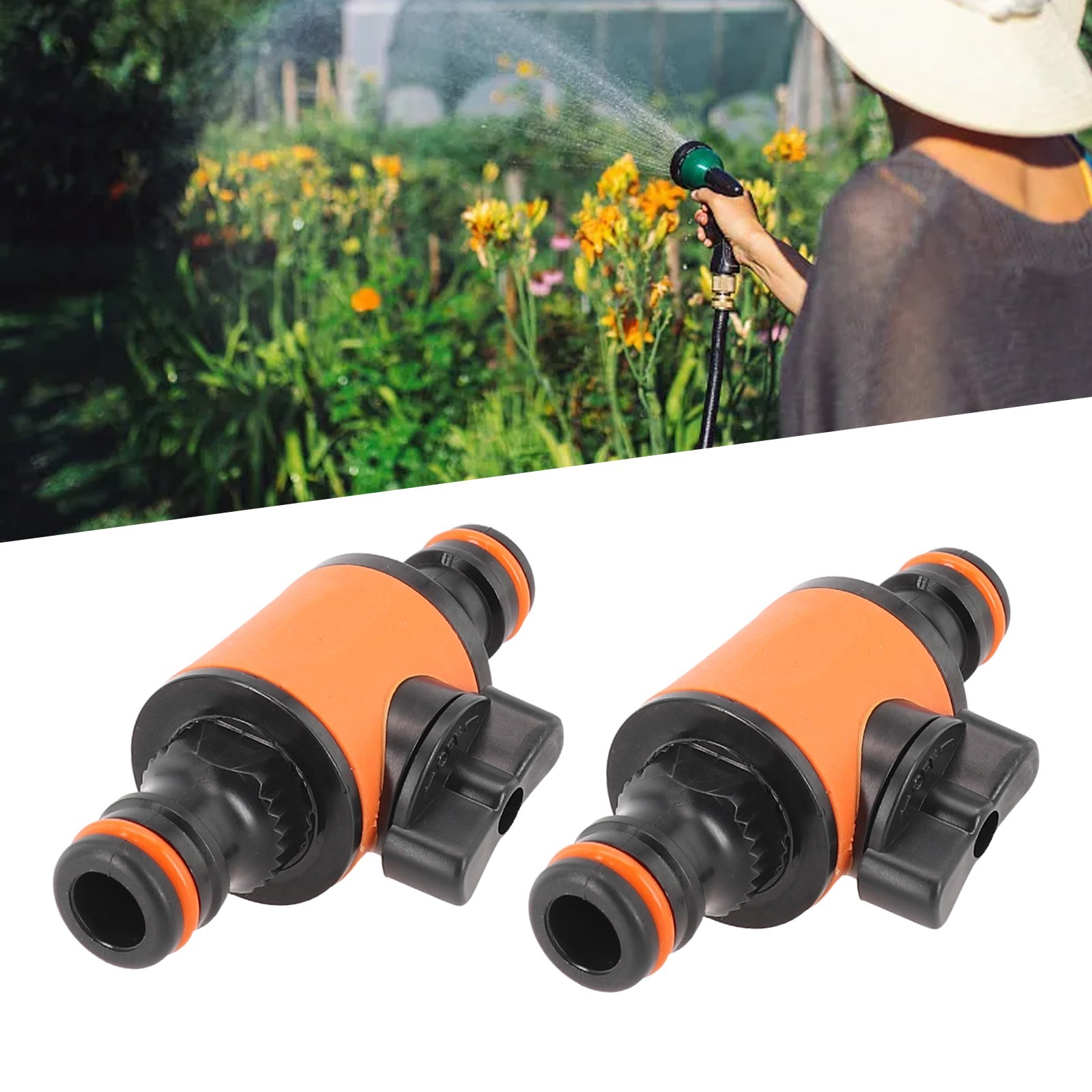 Hose Connector 2Pcs ABS TPR Connector Fitting Garden Hose Orange Parts