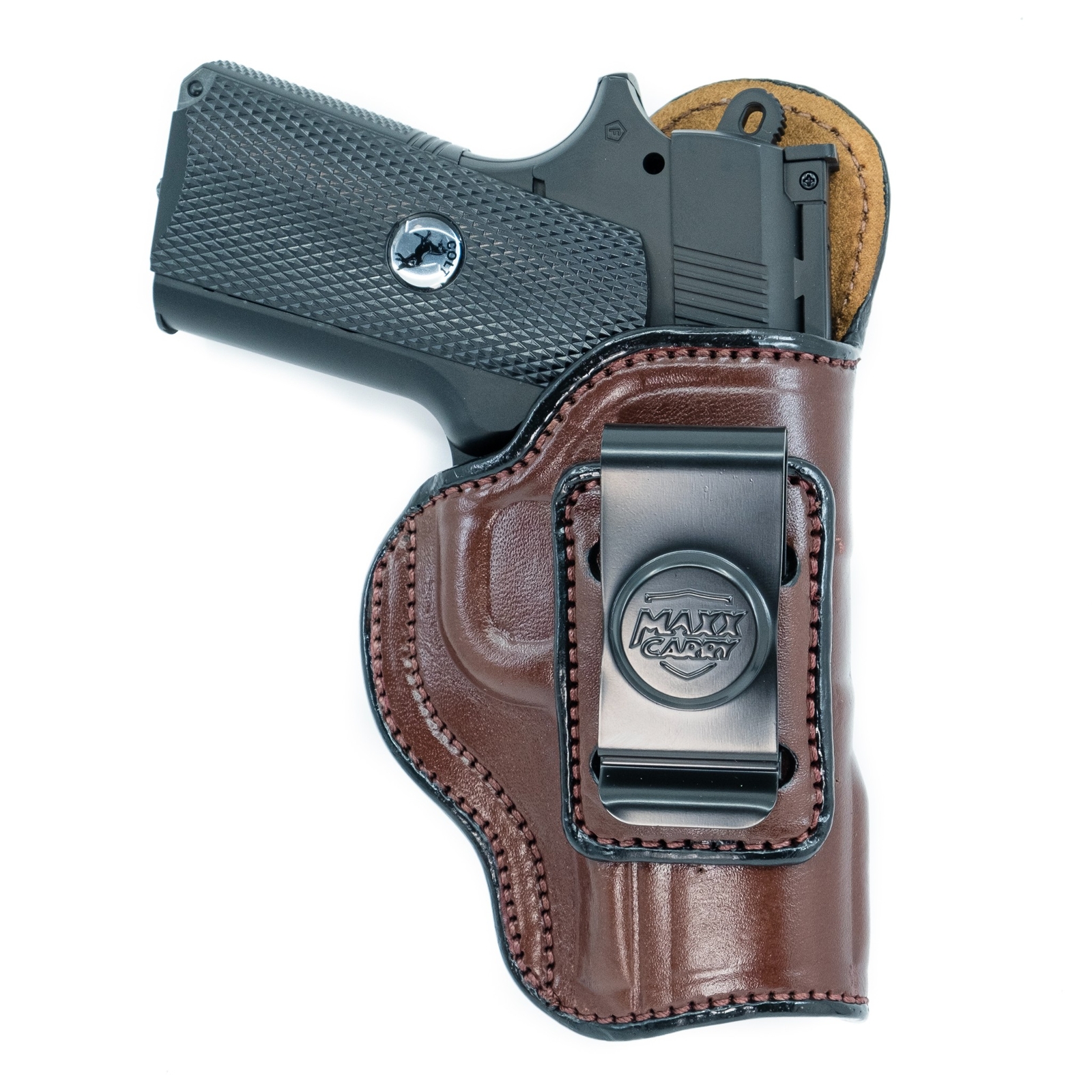 GUN HOLSTER FOR KIMBER ULTRA CARRY. IWB LEATHER HOLSTER CONCEAL CARRY.