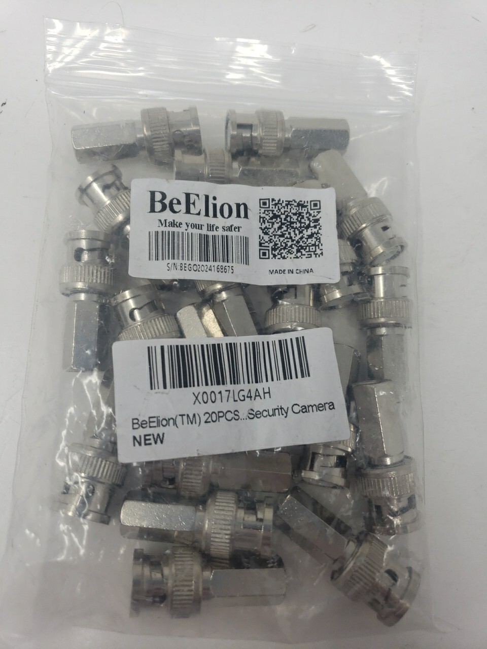 BeElion BNC Male Twist-On Coaxial RG59 Connector For CCTV Security Camera