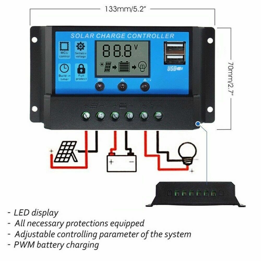 6000W Solar Panel Kit Solar Power Inverter Generator 100A Home 110V Grid System