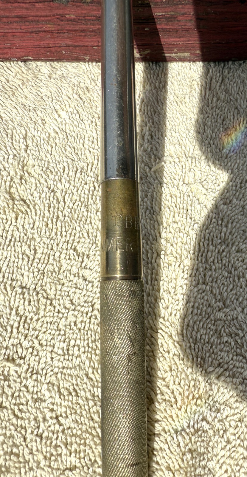 VINTAGE HOME HOBBY HAMMER AND BRASS NESTING SCREWDRIVER AS PICTURED