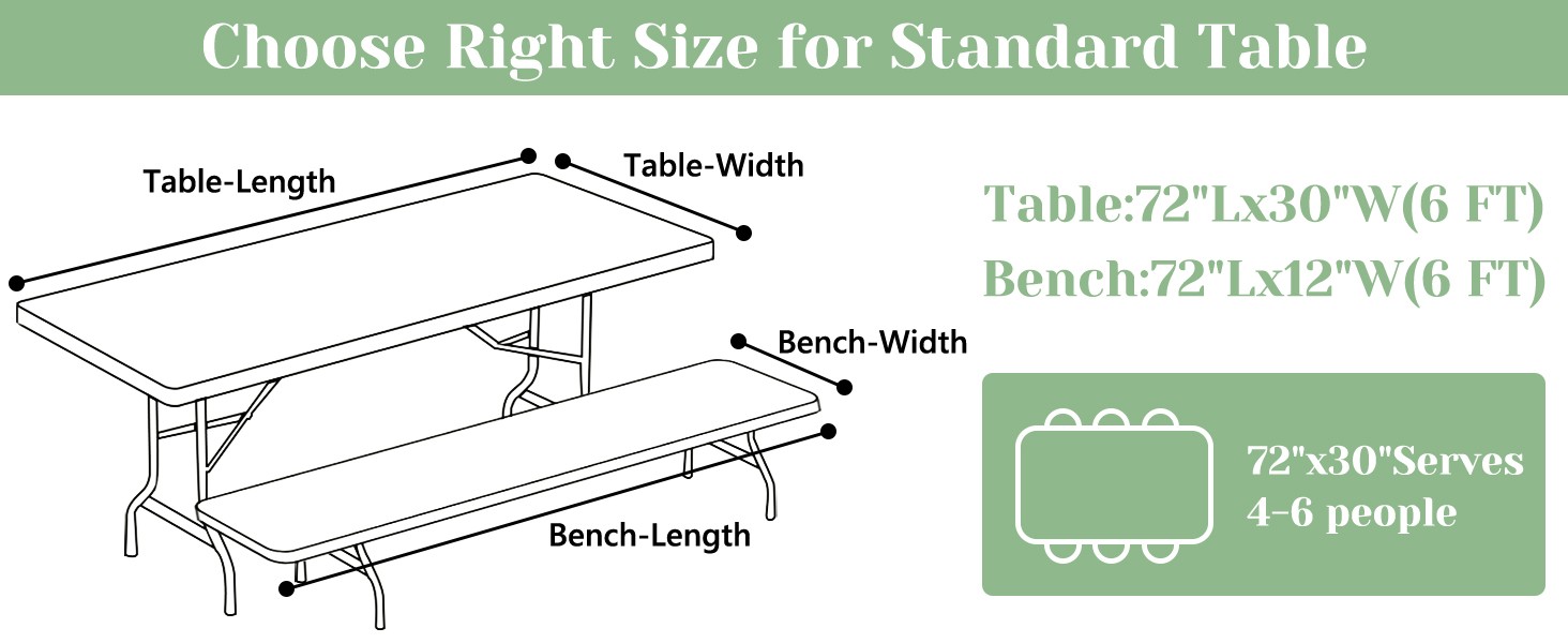 Picnic Table Cover with Bench Covers 6ft - Elastic Scratch-Resistant Waterproof