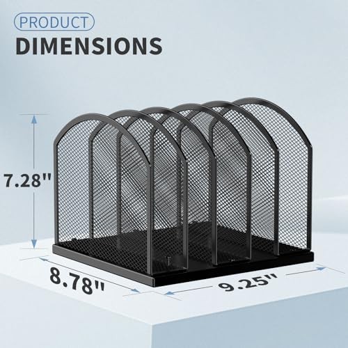 5-Section Vertical Desktop Organizer, 5-Section Mesh 1 Pack 5-Section Black