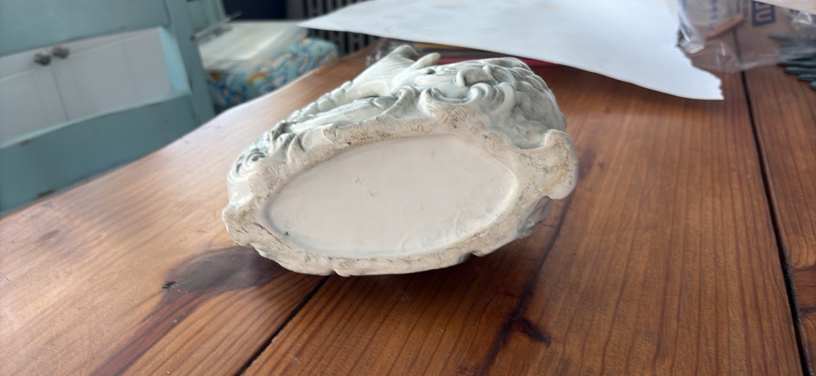 Ceramic Koi Carp Planter With Cherub Nautical Grey