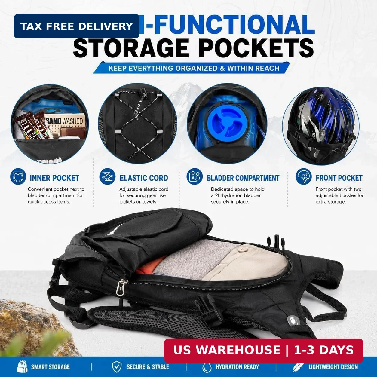 Zavothy Hydration Backpack with 2L Hydration Bladder Water Backpack for Hiking H