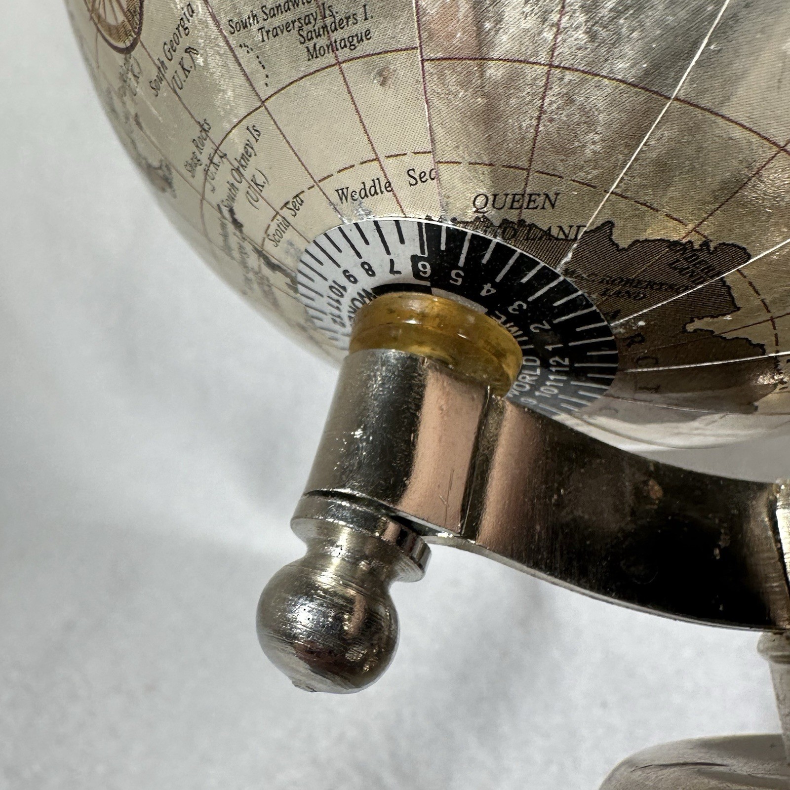 Globe On Axis with Base Silver & Purple Travel Decor