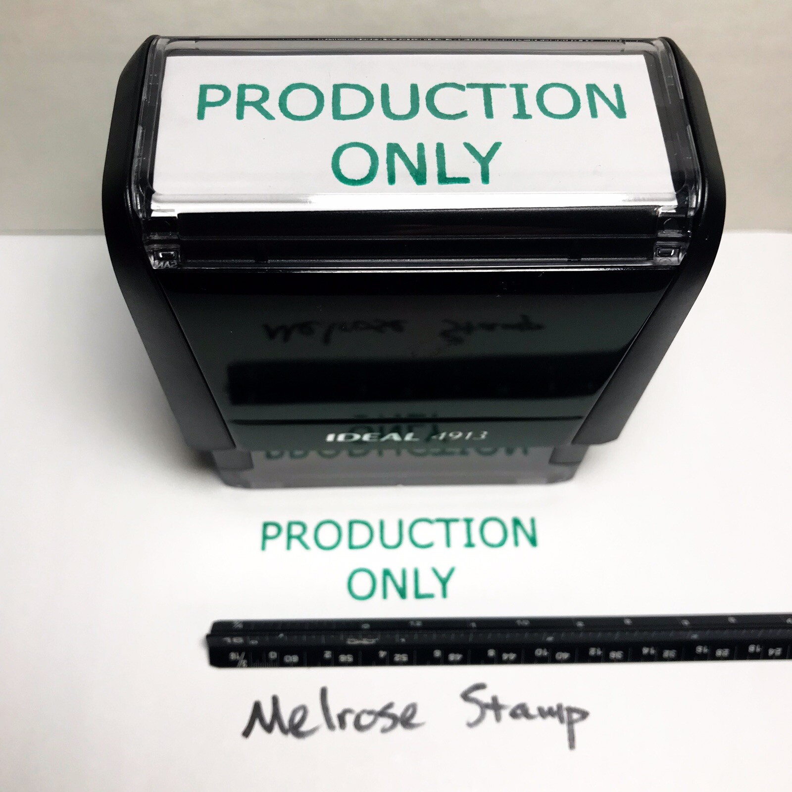 Production Only Rubber Stamp Green Ink Self Inking Ideal 4913