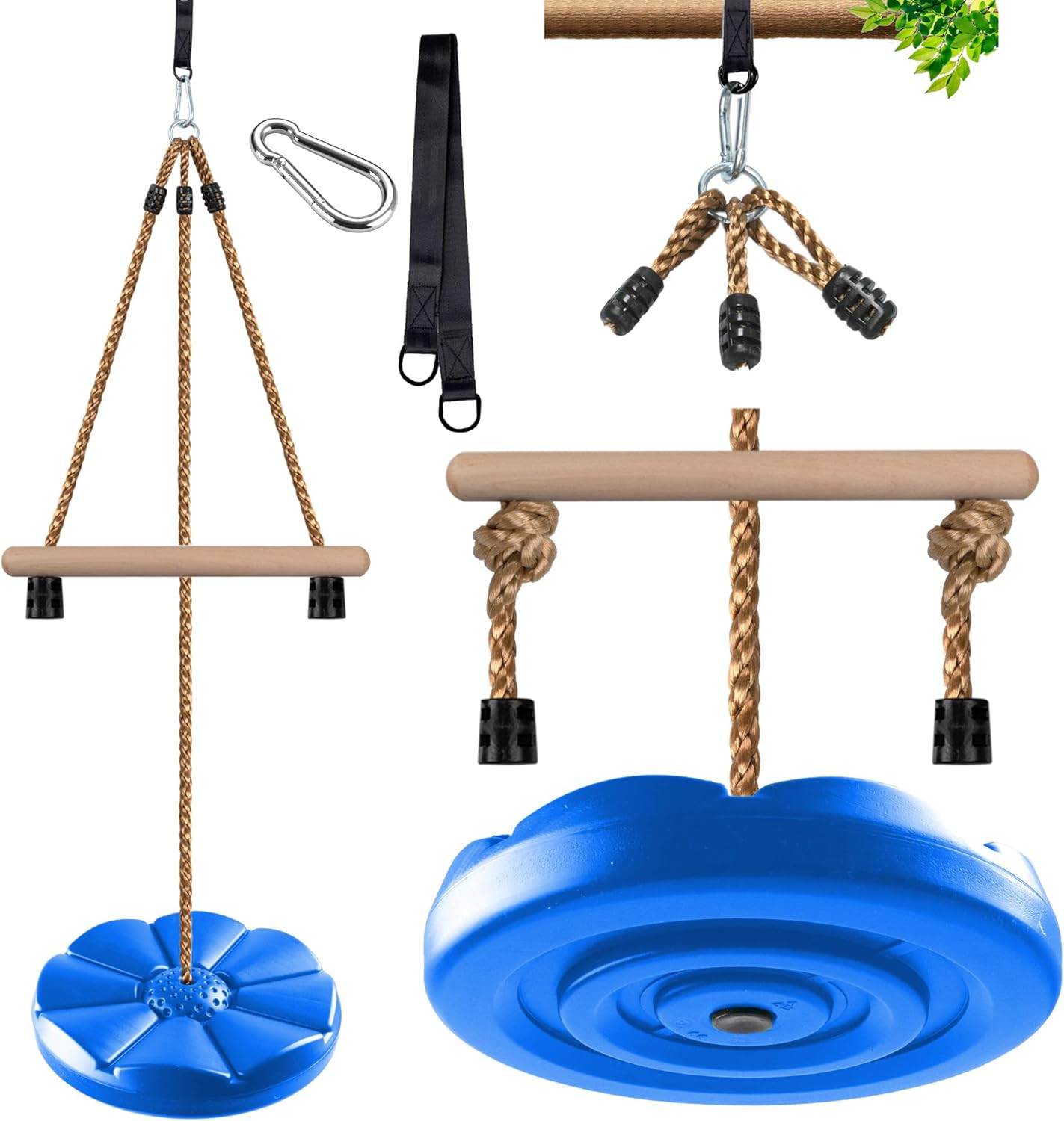 Disc Swing for Kids, Swing Set Accessories, 7FT Height Adjustable Gym Monkey Bar