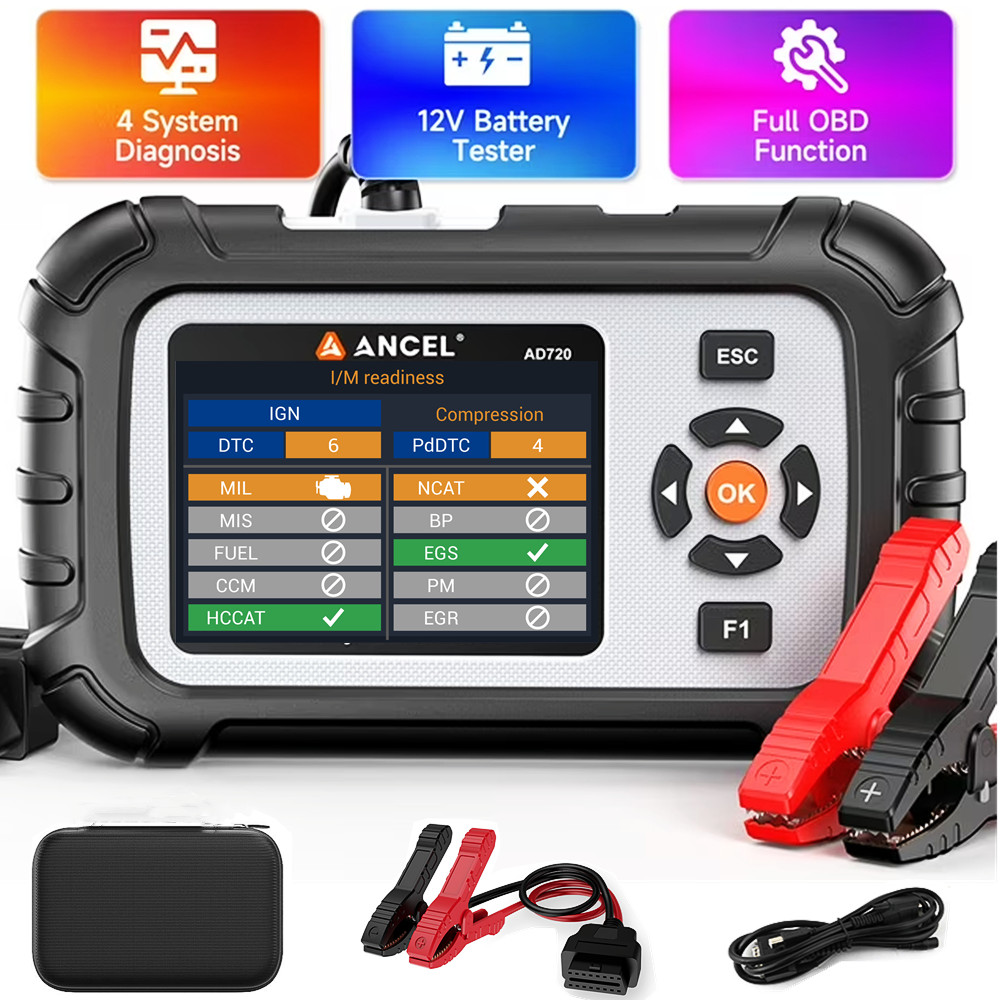 ANCEL AD720 OBD2 Scanner Diagnostic Tool ABS SRS Transmission Engine Code Reader